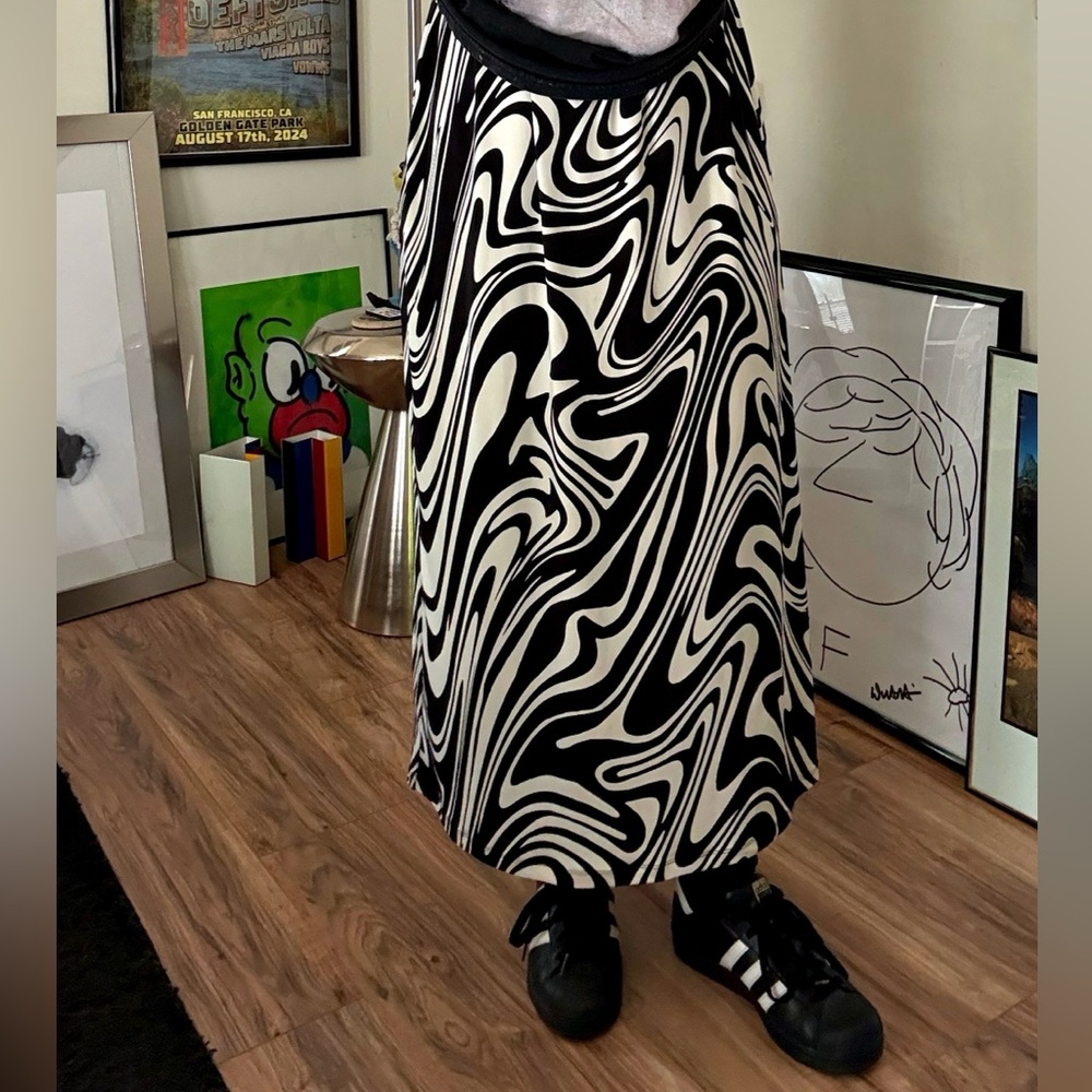 Chico's Black and White A-Line Maxi Skirt for Night Out